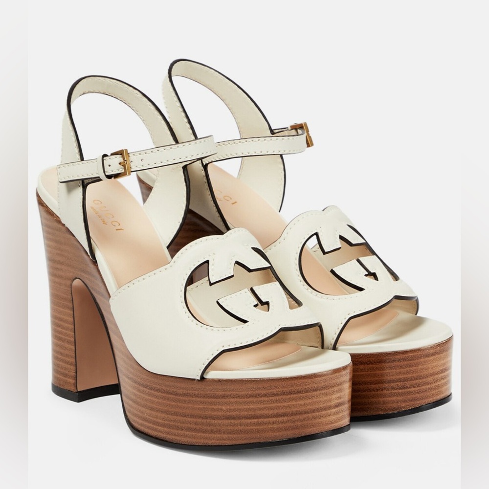 GUCCI GG Interlocking G Cutout Platform Sandals